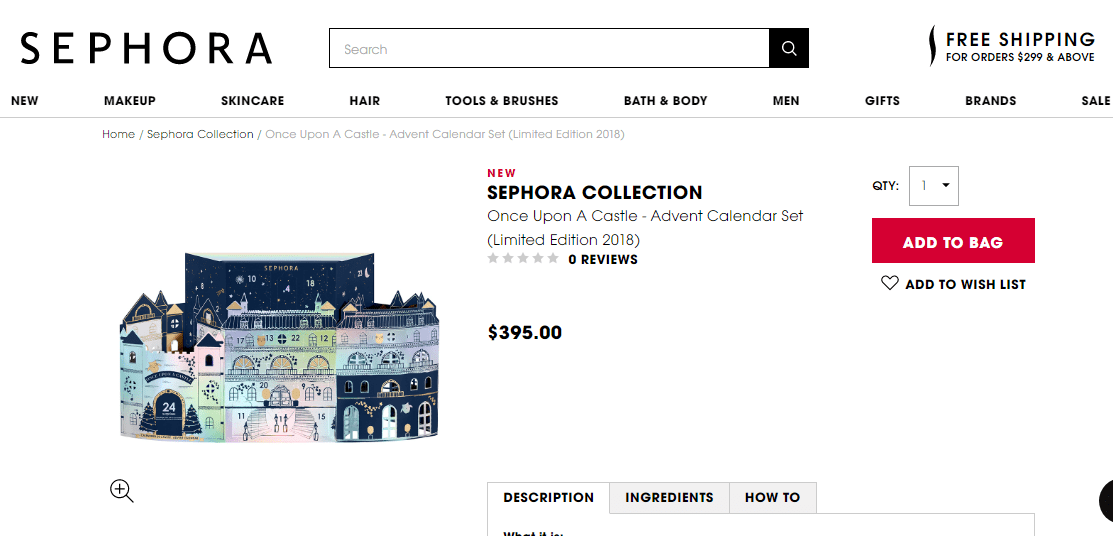 Sephora官網必買2018聖誕倒數禮盒優惠碼，化妝護膚品獨家9折香港免運
